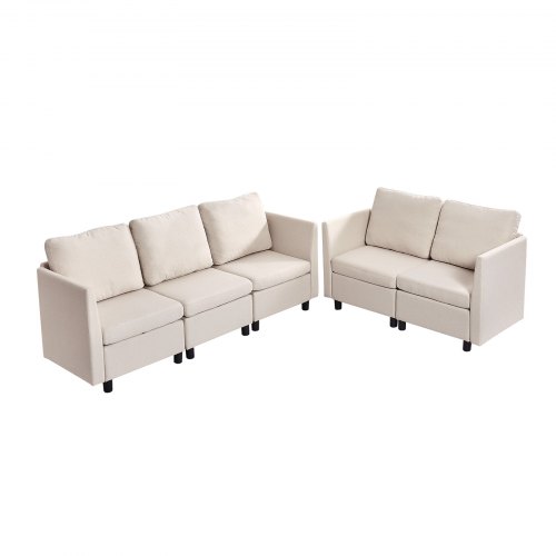 VEVOR modular 5-seater sectional sofa with hidden storage, featuring a solid wood frame and high-resilience sponge cushions