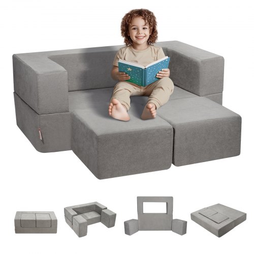 VEVOR modular play couch for kids - 4-piece sectional sofa with washable covers, perfect as toddler seating or playroom furniture