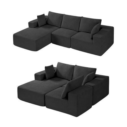 VEVOR modular sectional sofa, L-shaped couch with chaise featuring high-resilience sponge and dense corduroy upholstery
