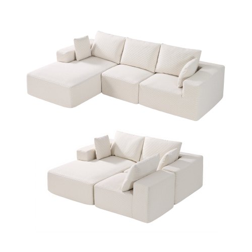 VEVOR modular sectional sofa, L-shaped couch with chaise featuring high-resilience sponge and dense corduroy upholstery