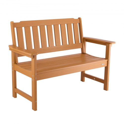 VEVOR outdoor bench, 50.5-inch, 800-lb capacity for 2-3 people, weather-resistant plastic frame with backrest and wide armrests, exterior seating