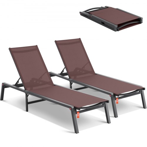 VEVOR outdoor chaise lounge set with 5 adjustable positions, 2 pieces included