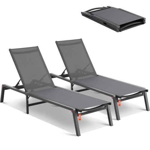VEVOR outdoor chaise lounge set with 5 adjustable positions, 2 pieces included