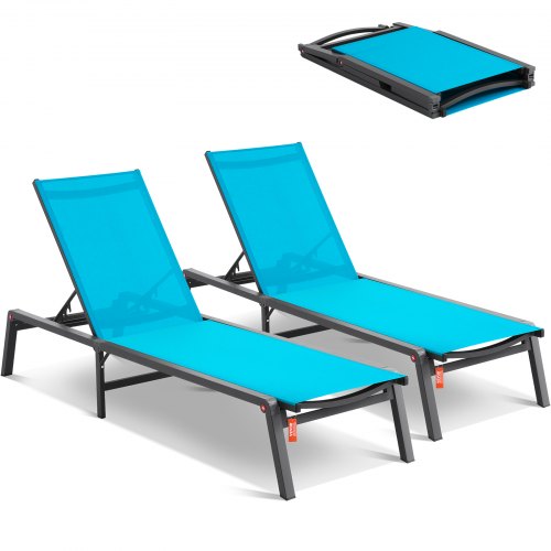 VEVOR outdoor chaise lounge set with 5 adjustable positions (2 chairs)