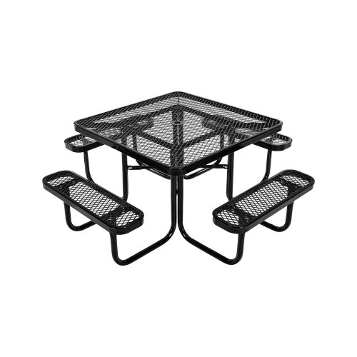 VEVOR outdoor picnic table set, durable steel square dining furniture with umbrella hole, weather-resistant for patios, 45.7 inches