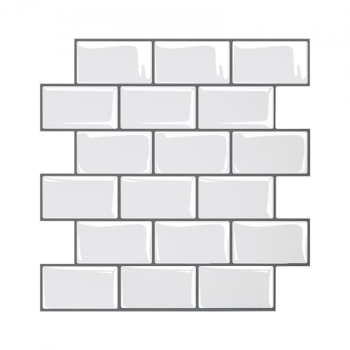 VEVOR Peel and Stick Backsplash 10-Sheet, 12 x 12 x 0.78 inch / 305 x 305 x 2.0 mm Self-Adhesive Wall Tiles, Stick on Subway Tile Backsplash for Kitch

VEVOR self-adhesive 10-sheet backsplash tiles measuring 12x12x0.78 inches (305x305x2.0 mm), peel-and-stick subway tiles for kitchen walls