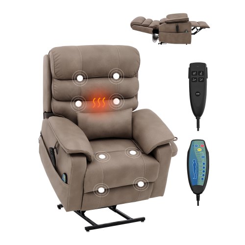 VEVOR Power Lift Recliner with Heating and Massage, Dual Motor Adjustable Chair for Seniors Featuring Cup Holder
