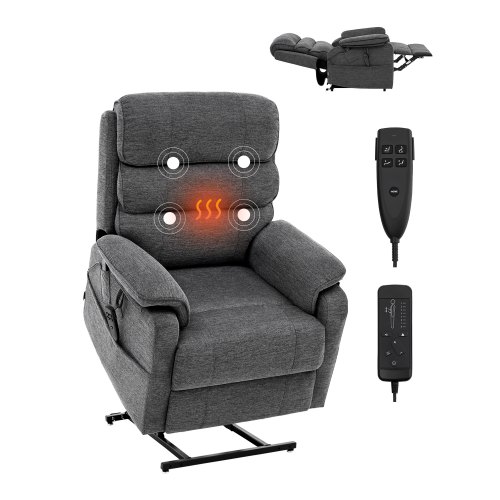 VEVOR Power Lift Recliner with Heating and Massage, Elderly Lift Chair Featuring Dual Motors, Infinite Positioning, and 2 Safety Anti-Tip Straps