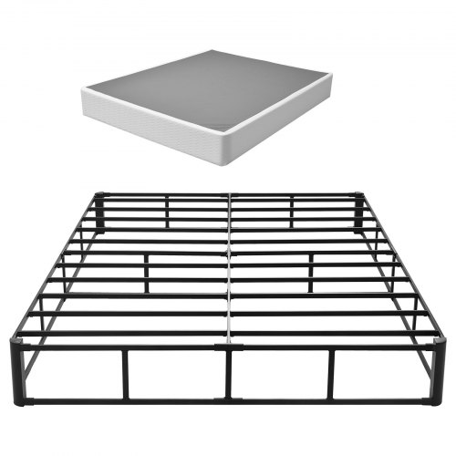 VEVOR Queen Size Box Spring with Washable Fabric Cover, Sturdy Metal Bed Frame Supports Up to 3500 lbs, 9-Inch Mattress Foundation
