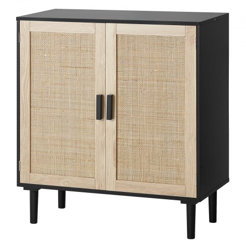 VEVOR rattan storage cabinet featuring 2 magnetic doors, adjustable shelves, and a sideboard design ideal for hallways, entryways, and living rooms