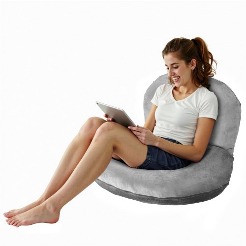 VEVOR Reading Pillow, Large U-Shaped Pillow for Sitting Up, Washable Velvet Bed Rest Pillow, Perfect for Reading and Gaming