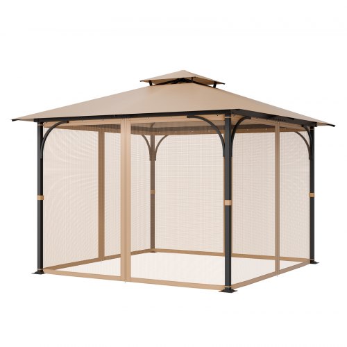 VEVOR replacement gazebo netting, compatible with most 10x10x7 ft gazebos, includes 4 mesh sidewall panels for outdoor patio midge protection