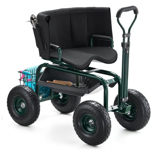 VEVOR rolling garden stool with height adjustment, 360° swivel seat, and 400lb capacity