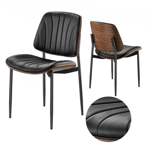 VEVOR set of 2 modern dining chairs with thick cushions, upholstered in leather for compact kitchen spaces