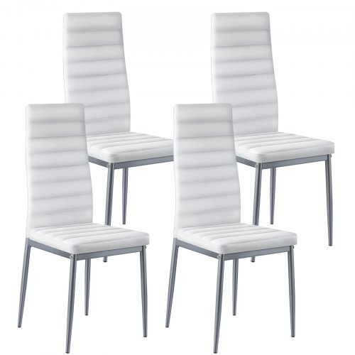 VEVOR set of 4 modern upholstered dining chairs with thick cushions, space-saving leather side chairs for kitchen tables