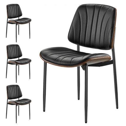 VEVOR set of 4 modern upholstered dining chairs with thick cushions, space-saving leather side chairs for kitchen tables