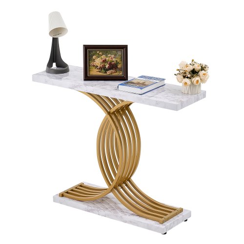 VEVOR Slim Console Table, 39.4-inch Sofa Back Table, Single-Tier Narrow Entryway or Hallway Table with Metal Frame
