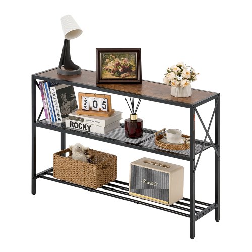 VEVOR Slim Console Table, 41.7-inch Sofa Table, 3-Tier Narrow Entryway or Hallway Table with Metal Frame