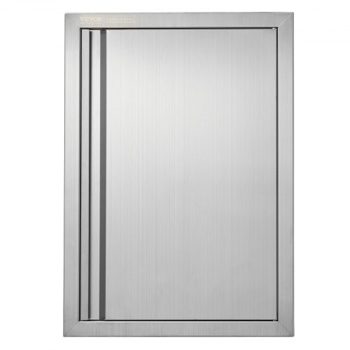 VEVOR stainless steel BBQ access door, 17x24 inch single outdoor kitchen panel, flush-mounted vertical wall door with recessed handle