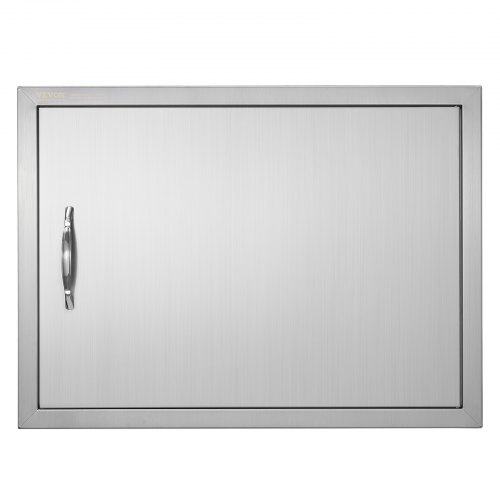 VEVOR stainless steel BBQ access door, 27x20 inch single outdoor kitchen panel, flush-mounted vertical wall door with handle for BBQ islands