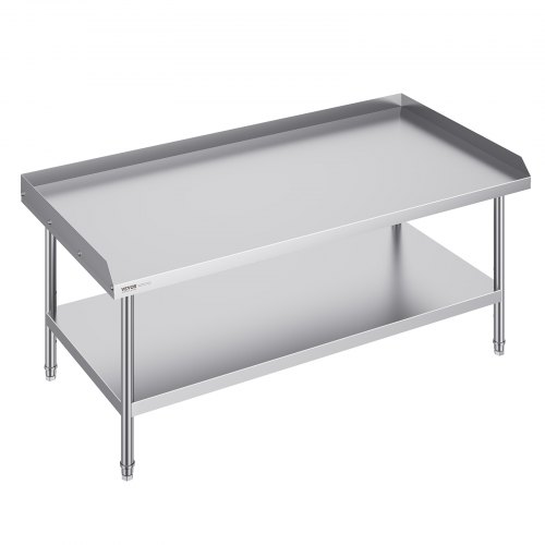 VEVOR stainless steel commercial food preparation table, 30x60x26 inches with 3-sided backsplash, heavy-duty metal work surface