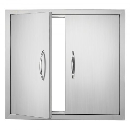 VEVOR stainless steel double BBQ access door, 26x24 inches, flush-mounted vertical wall door with handles for outdoor kitchen islands