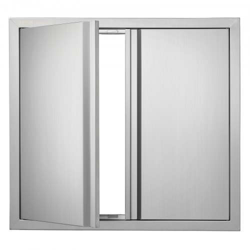 VEVOR stainless steel double BBQ door, 26x24 inches, flush-mounted with recessed handles for outdoor kitchens