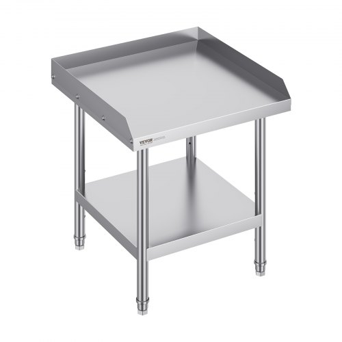 VEVOR stainless steel food prep table, 24x24x26 inches with 3-sided backsplash, heavy-duty commercial work surface