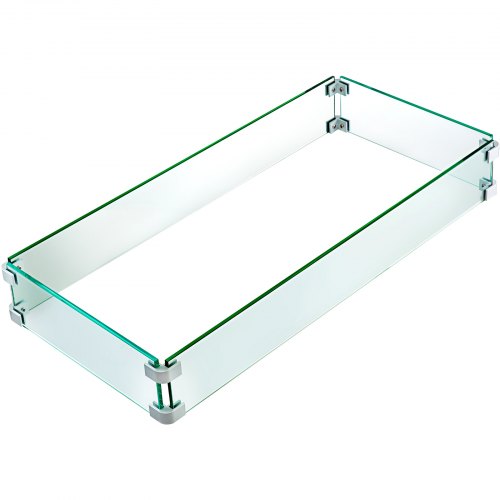 VEVOR tempered glass wind guard for fire pit, 29.5 x 13.6 x 4 inches