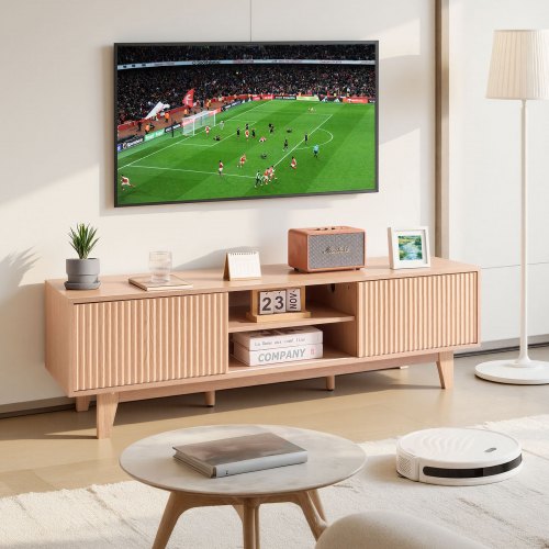 VEVOR TV Stand, Boho-style Entertainment Center for 59-inch TVs, 350 lb Capacity, Adjustable Open Shelf Media Console