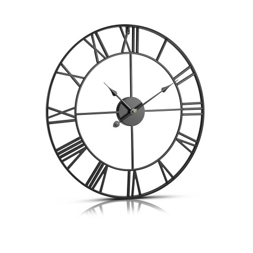 VEVOR Wall Clock, 24-inch Roman Numeral Timepiece, Battery-Powered Silent Round Decorative Clock for Living Spaces, Bedrooms, and Offices