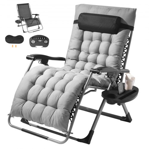 VEVOR Zero Gravity Chair, 33-inch Adjustable Recliner for Indoor and Outdoor Use with Cushion, Headrest, and Footrest