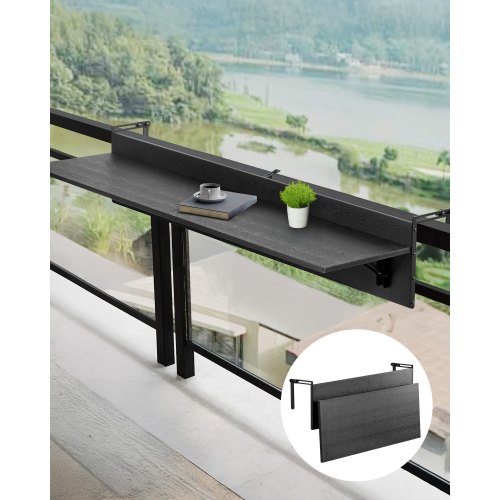 VEVOR's 12 x 48-inch folding balcony railing table, an outdoor bar table for railings with 50 lbs capacity, fits 1" to [width] railings