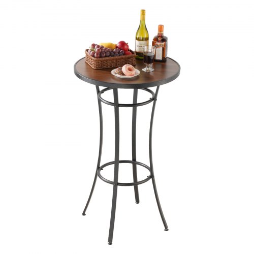 VEVOR's 23.7-inch round outdoor bar table features a sturdy metal frame and easy-to-clean counter-height top, perfect for patio dining
