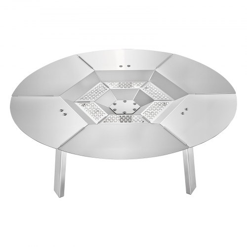 VEVOR's 25-inch heat deflector for Solo Stove Yukon and Bonfire fire pits, made of durable 304 stainless steel with detachable design