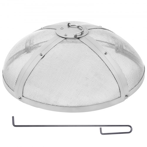 VEVOR's 27" round fire pit spark screen features a sturdy steel cover with easy-open ring handle for outdoor firepits