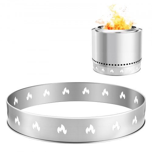VEVOR's 27-inch smokeless fire pit ring is a stainless steel support frame accessory for Solo Stove Bonfire, offering a portable fireplace solution