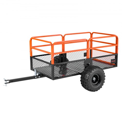 VEVOR's 28 cu. ft. garden utility trailer with 1800 lbs capacity, featuring removable rear panel for heavy-duty ATV/UTV towing