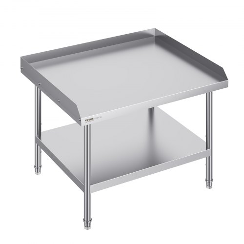 VEVOR's 30x36x26-inch stainless steel prep table features a 3-sided backsplash and heavy-duty construction for commercial food preparation