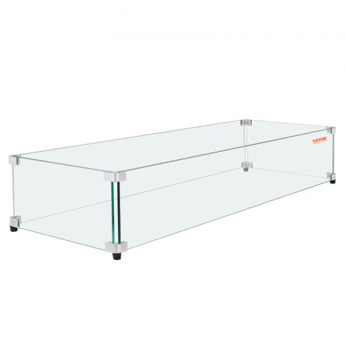 VEVOR's 31 x 12.5 x 6.5-inch tempered glass wind guard features sturdy 0.31-inch thick panels with durable aluminum corners for rectangular fire pit tables
