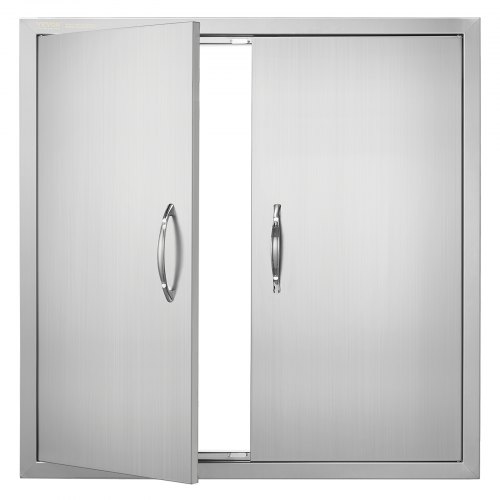 VEVOR's 31x31-inch stainless steel BBQ island door with handles, designed for vertical wall mounting in outdoor kitchens