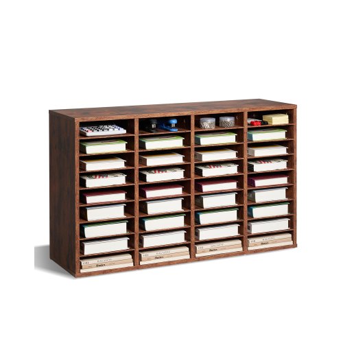 VEVOR's 36-compartment wooden literature organizer features removable shelves for versatile office, home, or classroom storage