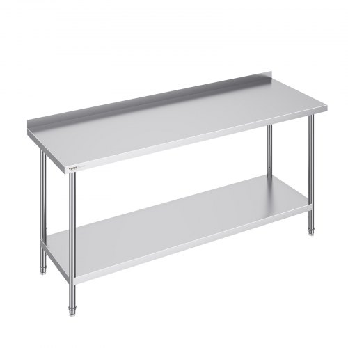 VEVOR's 36-inch height-adjustable stainless steel work table, a heavy-duty 24x72-inch commercial food prep surface