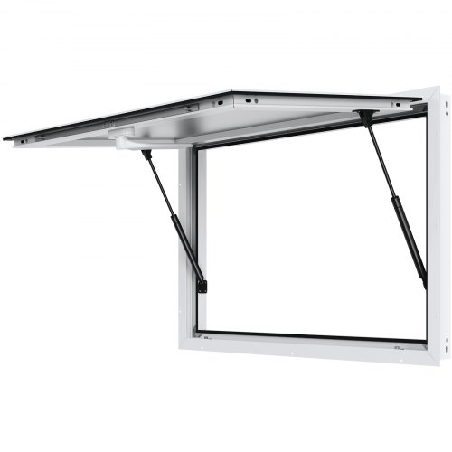 VEVOR's 48"x36" aluminum alloy food truck window features an awning door, drag hook, and can open up to 85 degrees for convenient serving