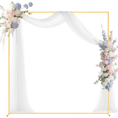 VEVOR's 6.6x6.6 ft gold metal arch stand offers sturdy construction and simple setup for weddings, birthdays and graduations