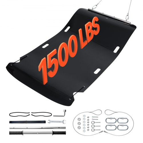 VEVOR's 90 x 46-inch heavy-duty yard sled with 1500lb capacity features HDPE construction, ropes, and pull cables for manual or vehicle towing, ideal for game hauling and firewood transport