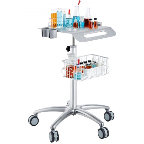 VEVOR's adjustable-height medical/salon cart on wheels, a mobile trolley workstation for hairstylists (26.77"-42.91")