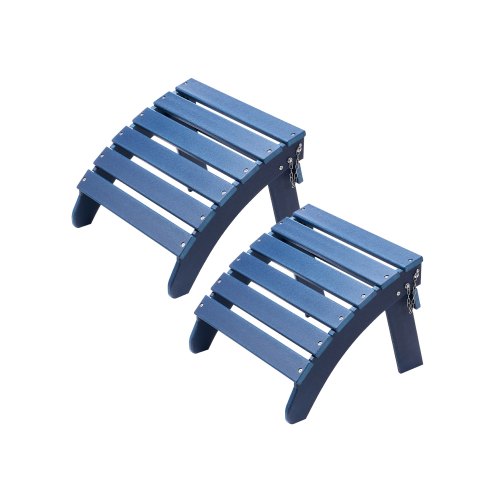 VEVOR's set of 2 HDPE plastic folding Adirondack ottomans, measuring 18.7x18.9x13.8 inches, offers weather-resistant footrests for Adirondack chairs