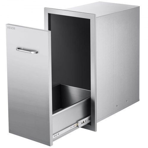 VEVOR's stainless steel outdoor kitchen drawer offers 13.54"W x 19.61"D x 25.79"H interior space with 55 lbs capacity for versatile storage