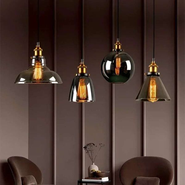 Vintage industrial glass pendant light for stylish kitchen, dining, and living room decor